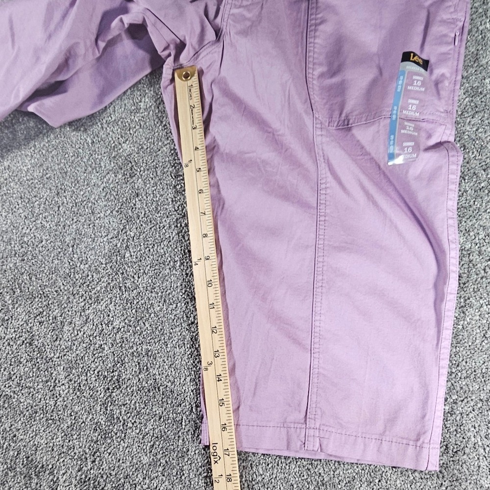 Lee Skimmer Pants Women 16 Plum Purple Relaxed Mid Rise Flex-To-Go Capri - Picture 7 of 11